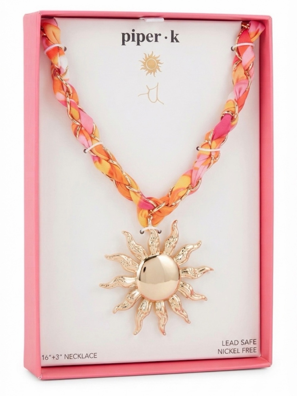 NWT ⚜️💖⚜️ Piper K Braided Fabric Sun Pendant Necklace
